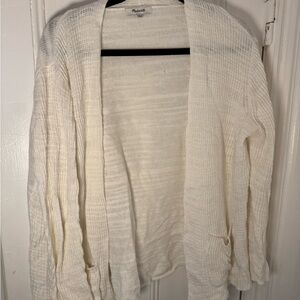 Madewell Ivory Open-Front Knit Cardigan with Pockets